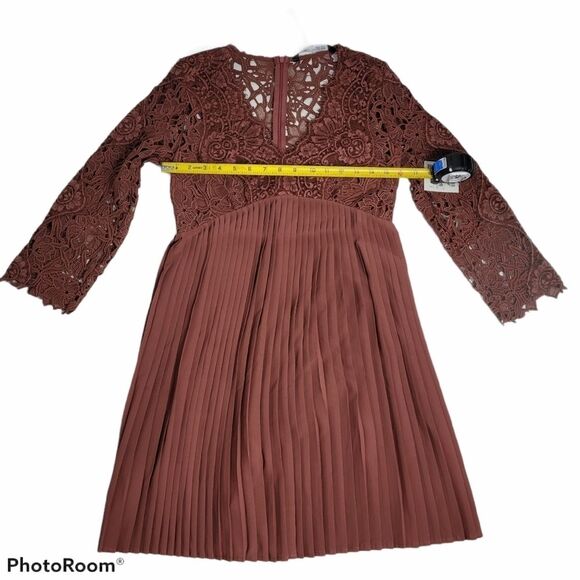 ZARA Pleated Contrast Lace Dress Size SMALL - Picture 7 of 15